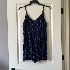 Blue Diamond Print Romper